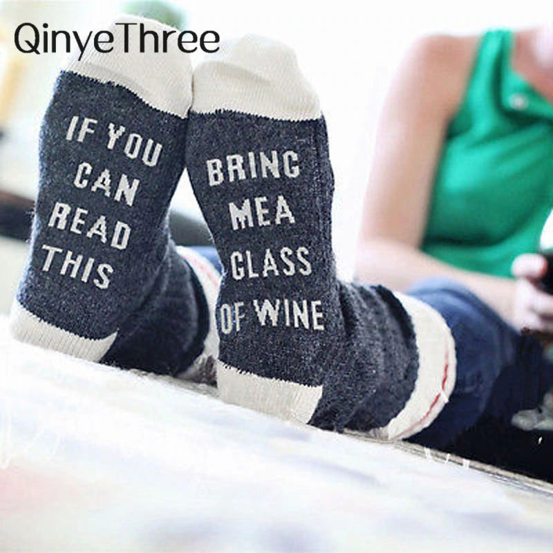 If You Can Read This Bring Me A Glass Of Wine Socks